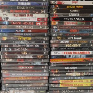 100 brand new horror dvds. Factory sealed. Free shipping.