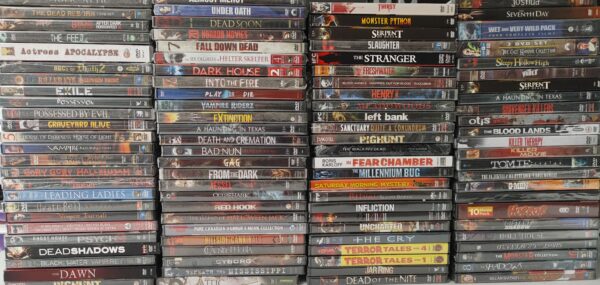 100 brand new horror dvds. Factory sealed. Free shipping.